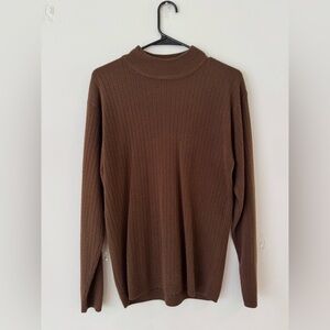 Men's Ribbed Crewneck Sweater in Brown